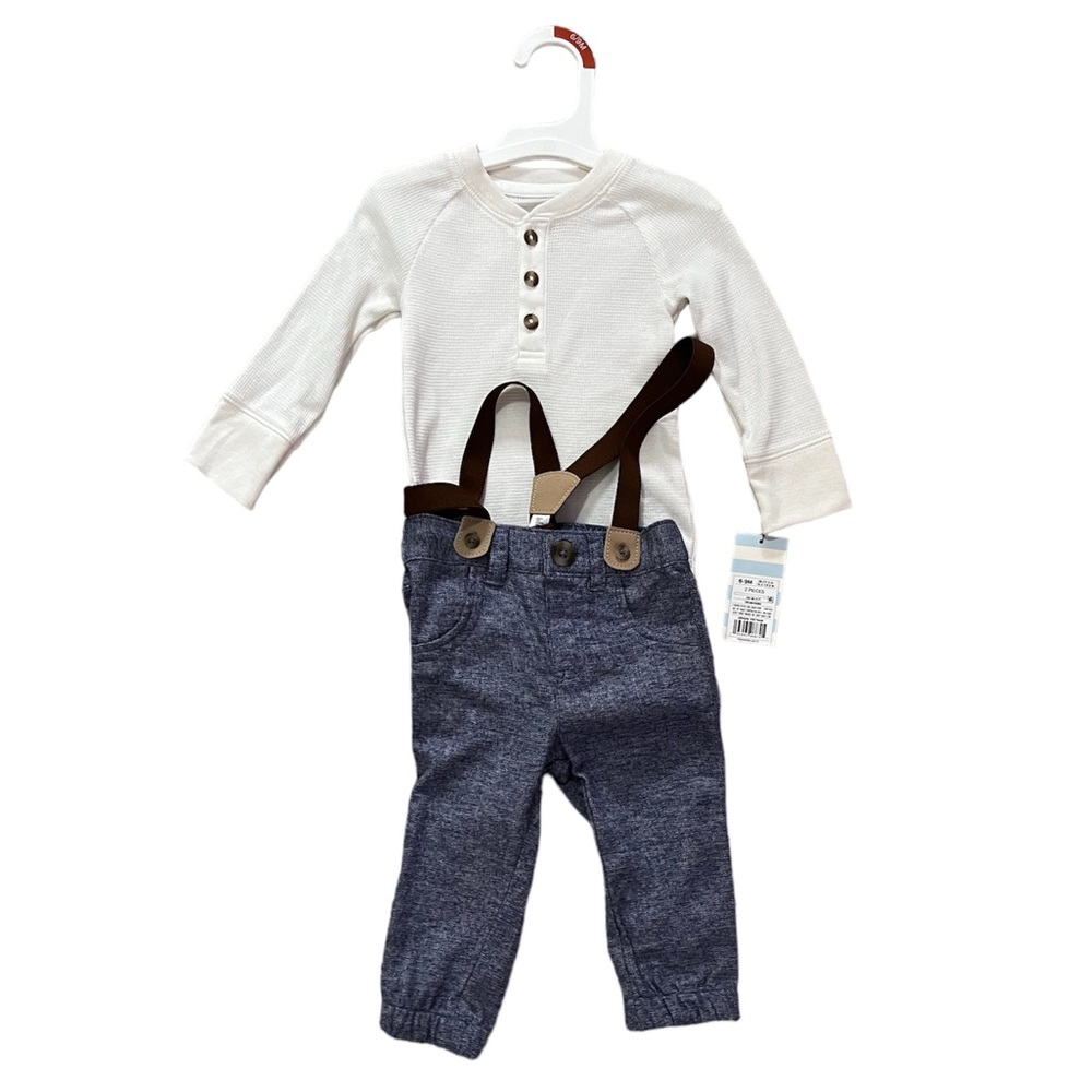 Cat & Jack Thermal Suspender Outfit Size 6-9M